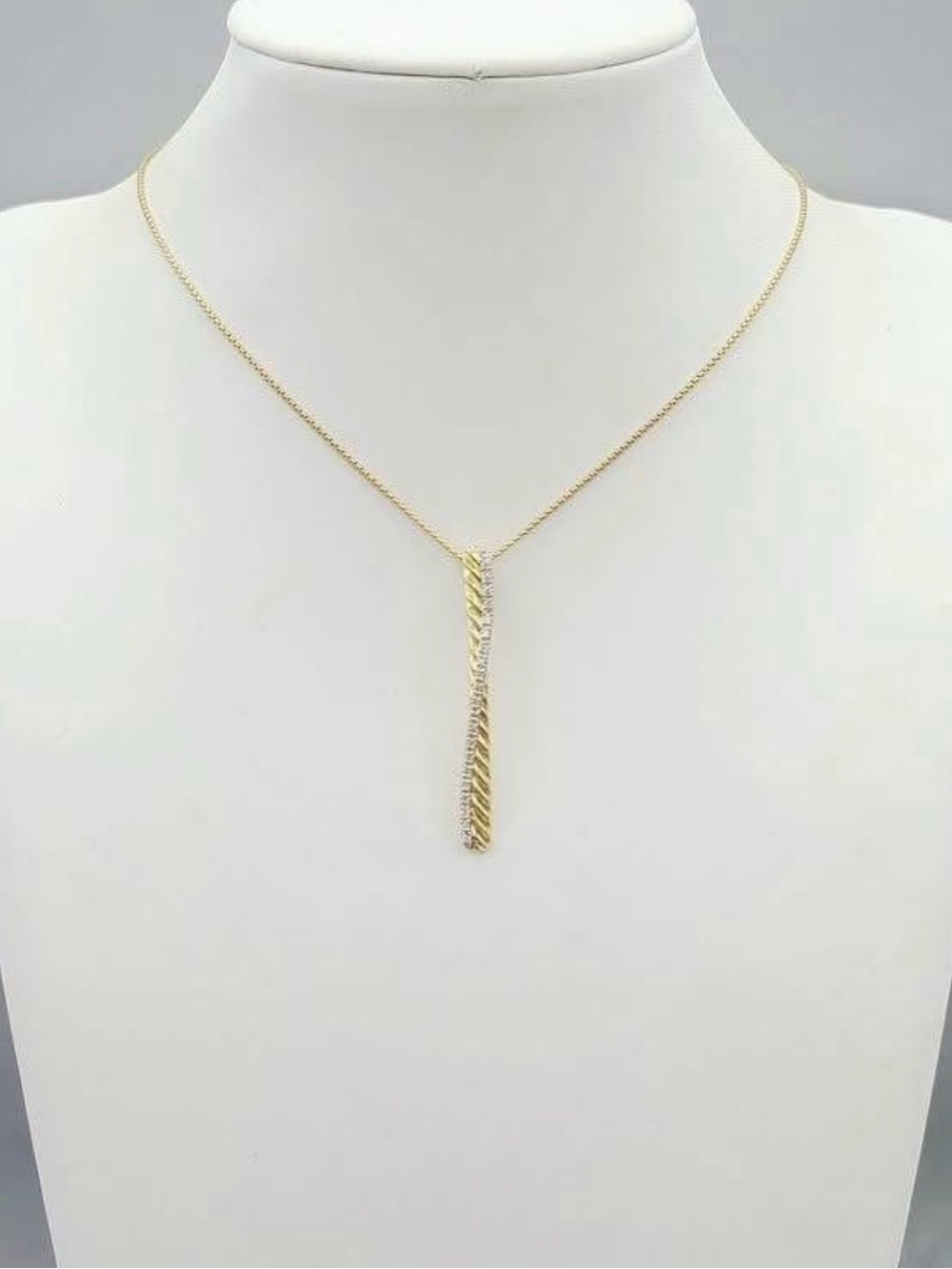 David Yurman Crossover Bar Pendant Necklace In 18k Gold With Diamonds